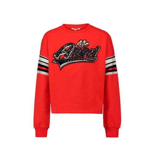 Coolcat Sweater Met Pailletten Tekst Rood coolcat kopen in de aanbieding