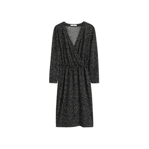 Mango Overslag Jurk Met Stippen Zwart mango kopen in de aanbieding