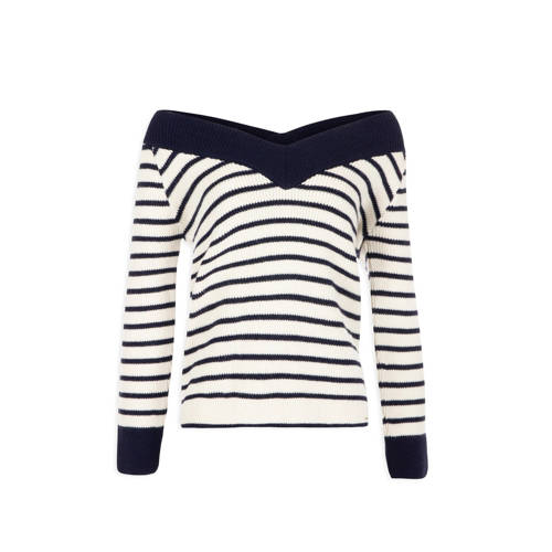 Morgan Gestreepte Off Shoulder Trui Met Wol morgan kopen in de aanbieding