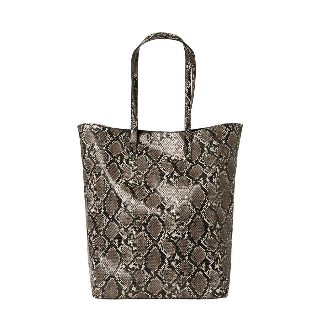 VERO MODA imitatie slangeleren shopper grijs, Grijs