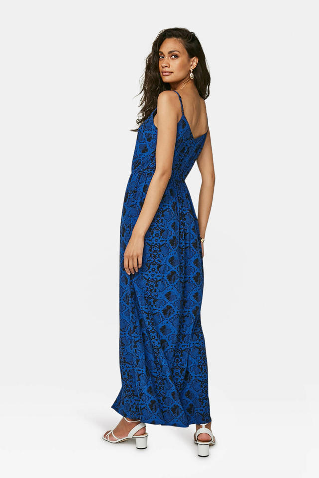 Betasten tent Shilling WE Fashion maxi jurk met slangenprint koningsblauw | wehkamp