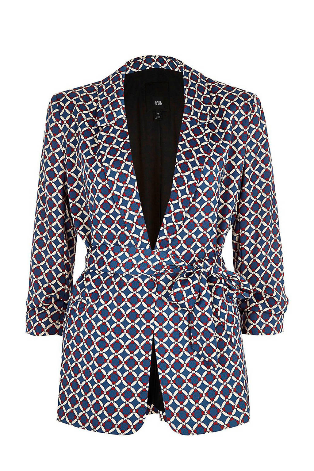 River Island blazer met all over print blauw/wit/rood wehkamp