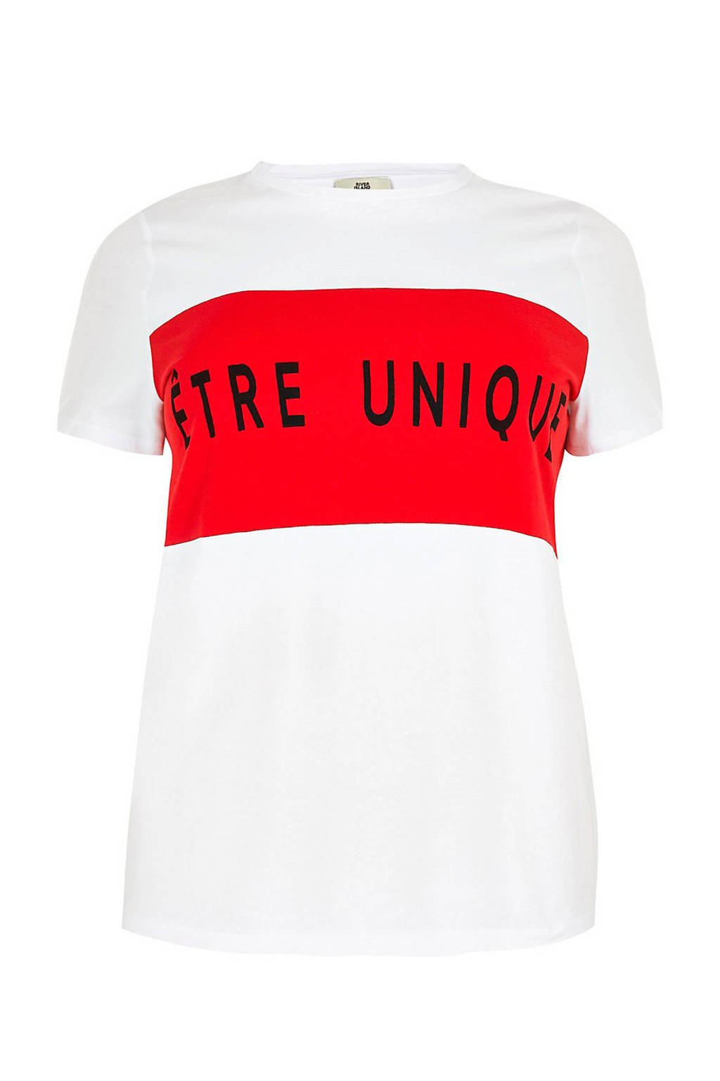 River Island T-shirt met tekstopdruk wit, Wit/rood