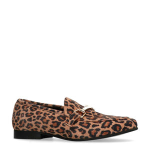 suède loafers met panterprint