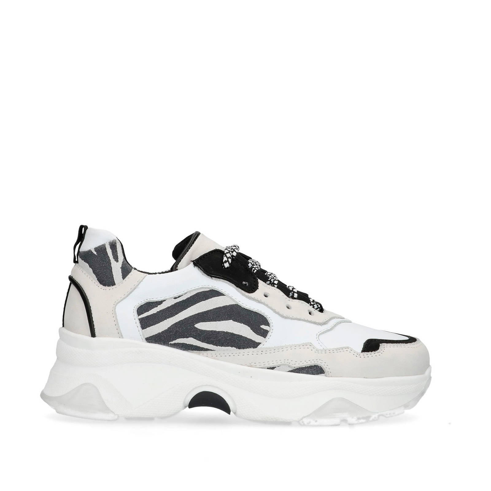 Sacha leren dad sneakers met zebraprint | wehkamp