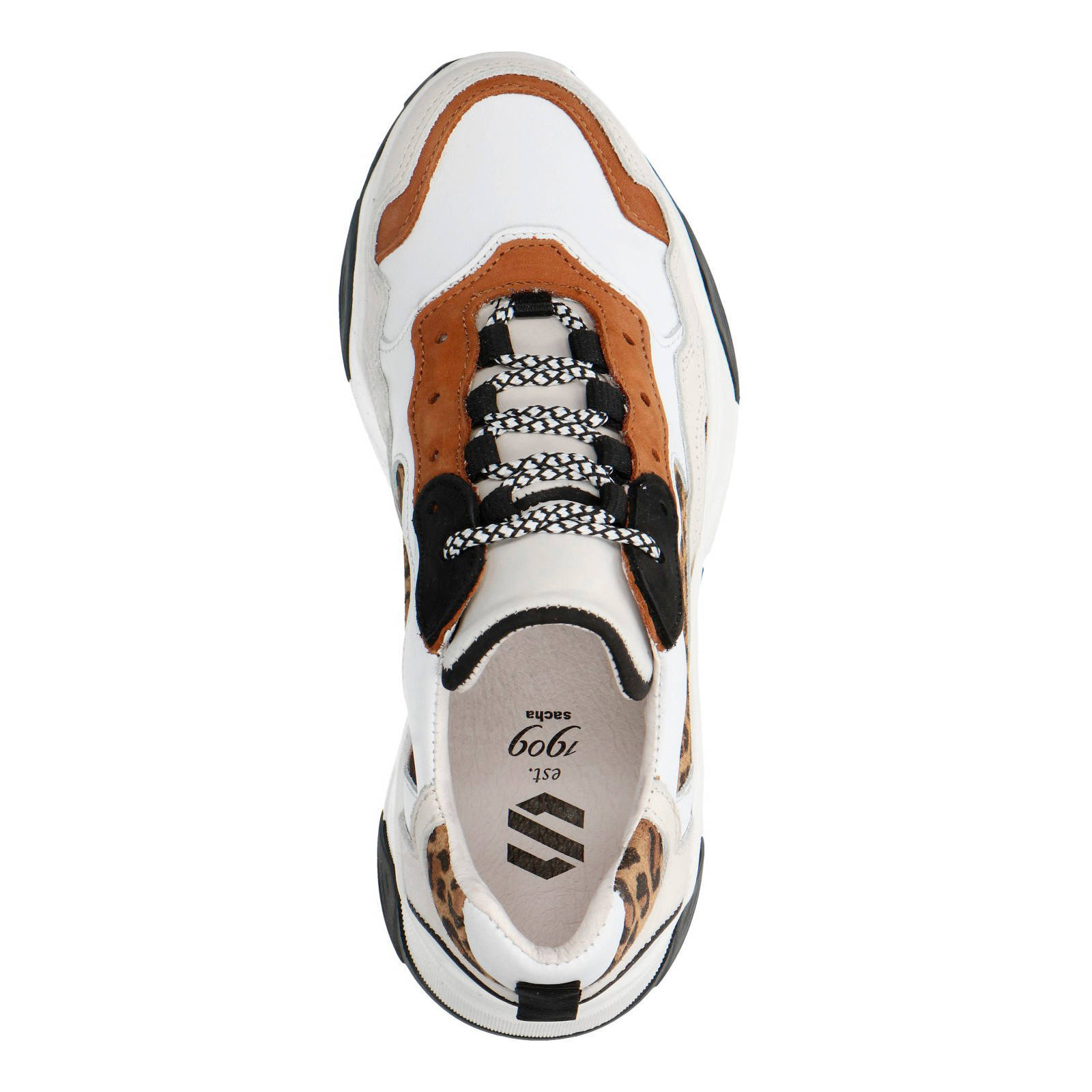 Sacha leren dad sneakers met panterprint | wehkamp