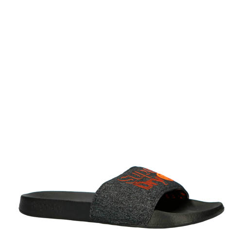 Superdry Sport Lineman Pool Slide Badslippers Grijsoranje superdry kopen in de aanbieding