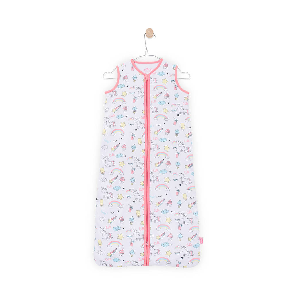 Jollein Unicorn zomer baby slaapzak 90 cm wit/roze