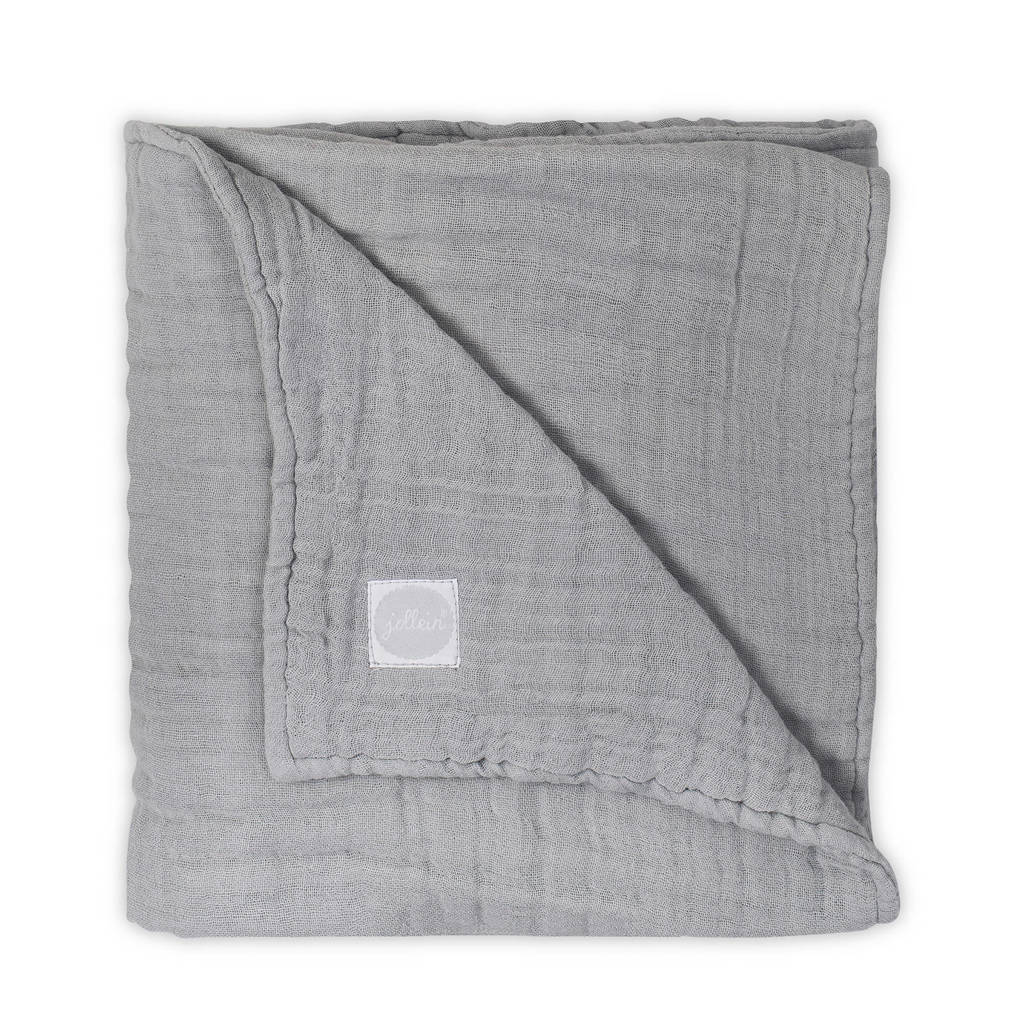 Jollein hydrofiele wrinkled deken 75x100 cm grijs, Grijs