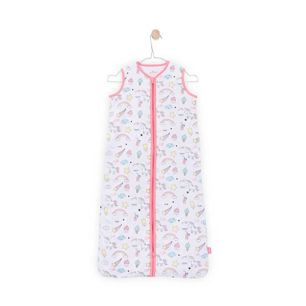 Jollein Unicorn zomer baby slaapzak 110 cm wit/roze