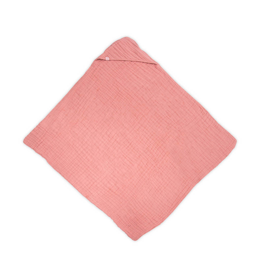 Jollein hydrofiele badcape wrinkled 100x100 cm koraal, Koraal