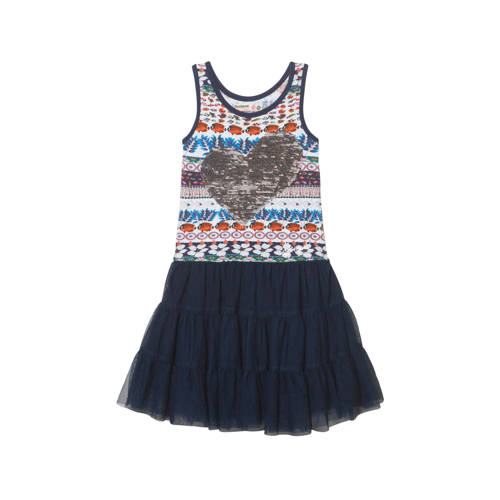 Desigual Jurk Met Omkeerbare Pailletten En Tule Blauw desigual kopen in de aanbieding