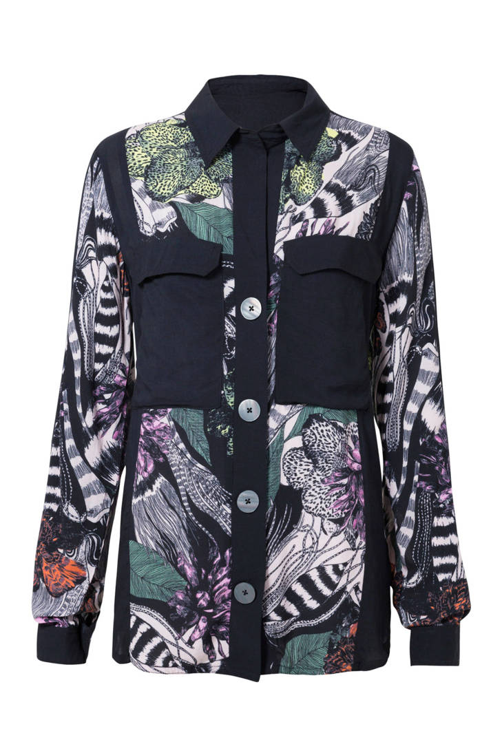 print blouse allover Desigual met zwart wpPxtqtgz