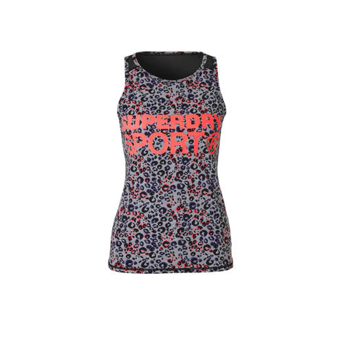 Superdry Sport T Shirt Met All Over Panterprint Grijs superdry kopen in de aanbieding