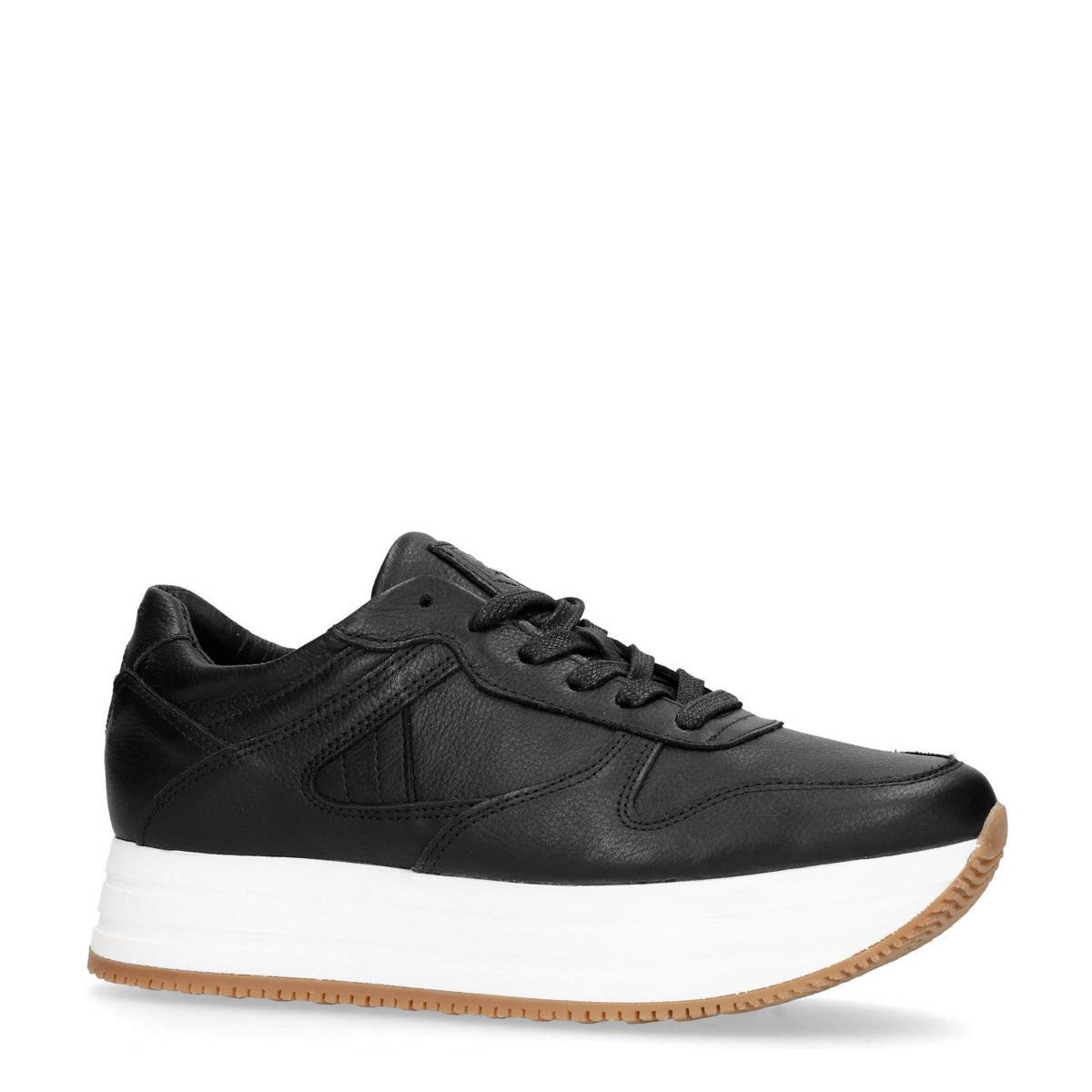 Sacha leren platform sneakers zwart wehkamp