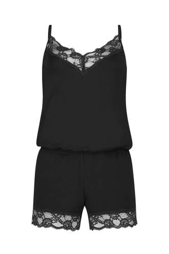 shortama Jersey met kant zwart