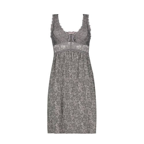 Hunkemoller Slipdress Modal Lace Grijs hunkemoller kopen in de aanbieding