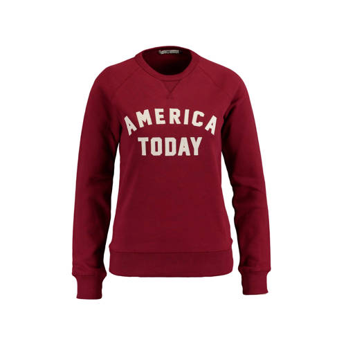 America Today Sweater Met Tekst Donkerrood america today kopen in de aanbieding America Today Sweater Met Tekst Donkerrood america today kopen in de aanbieding