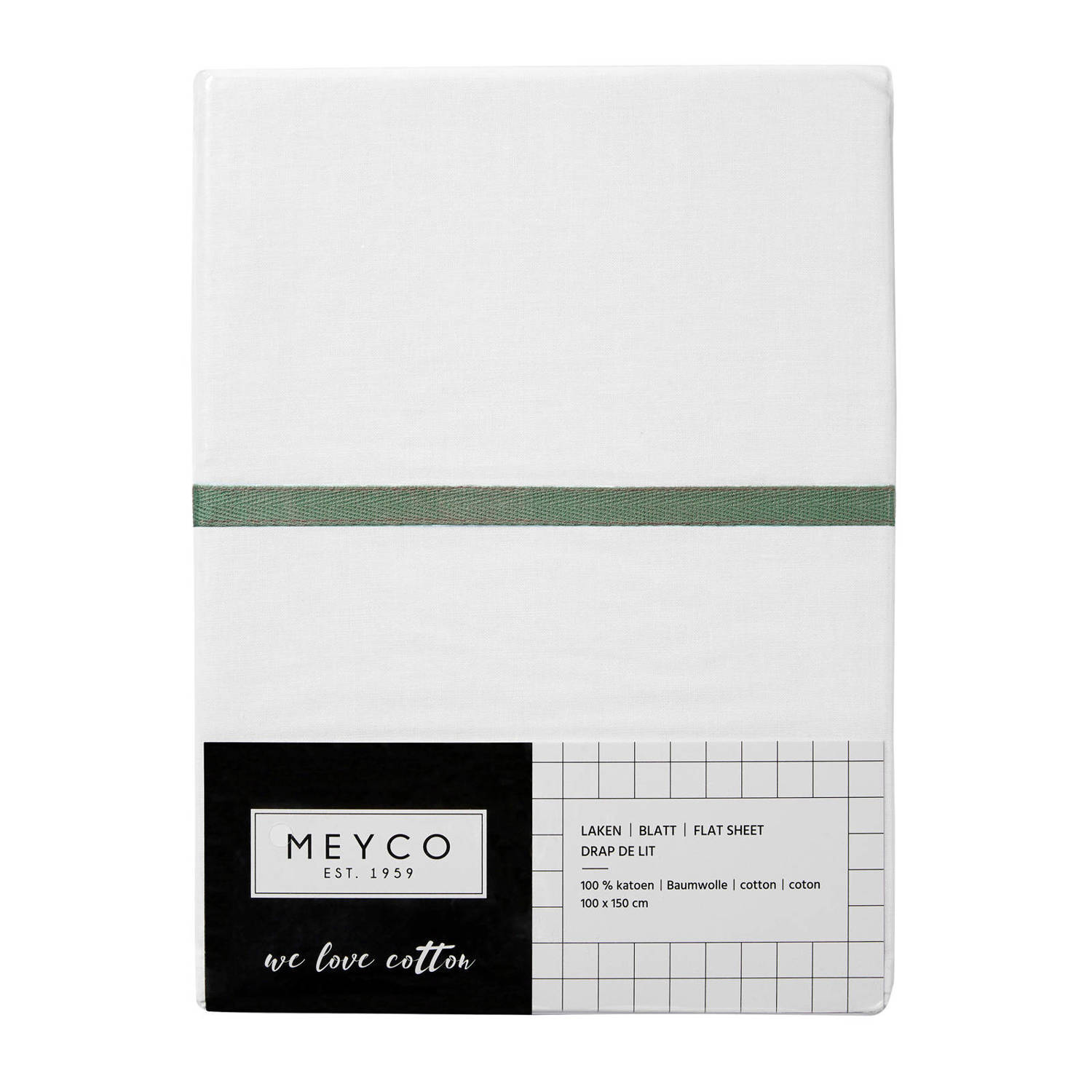Meyco wieglaken met bies groen