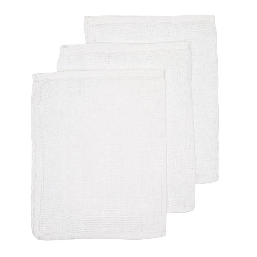 Meyco hydrofiele baby washandjes (set van 3) uni wit