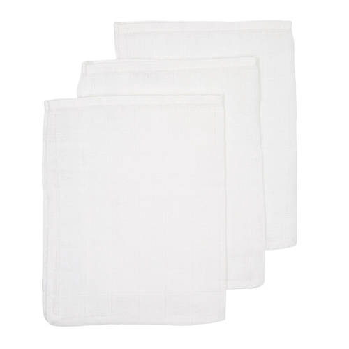 Meyco hydrofiele baby washandjes (set van 3) uni wit afbeelding
