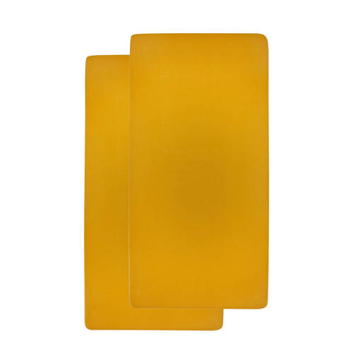 Meyco Katoenen Jersey Hoeslaken Peuterbed 70X140150 Cm Set Van 2 Okergeel meyco kopen in de aanbieding