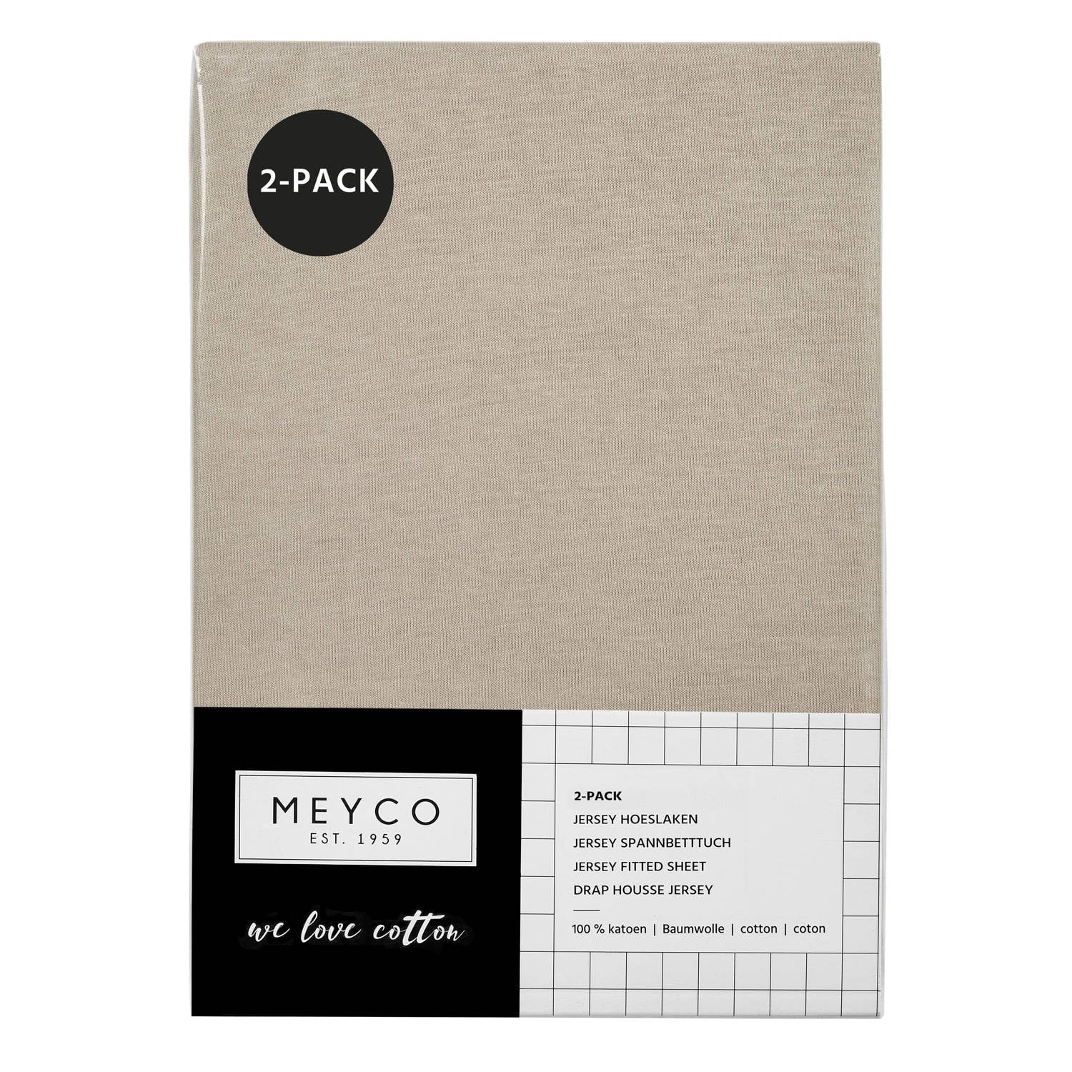 Meyco katoenen ledikant hoeslaken 60x120 cm sand (set van 2)