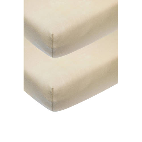 Meyco katoenen ledikant hoeslaken - set van 2 60x120 cm sand afbeelding