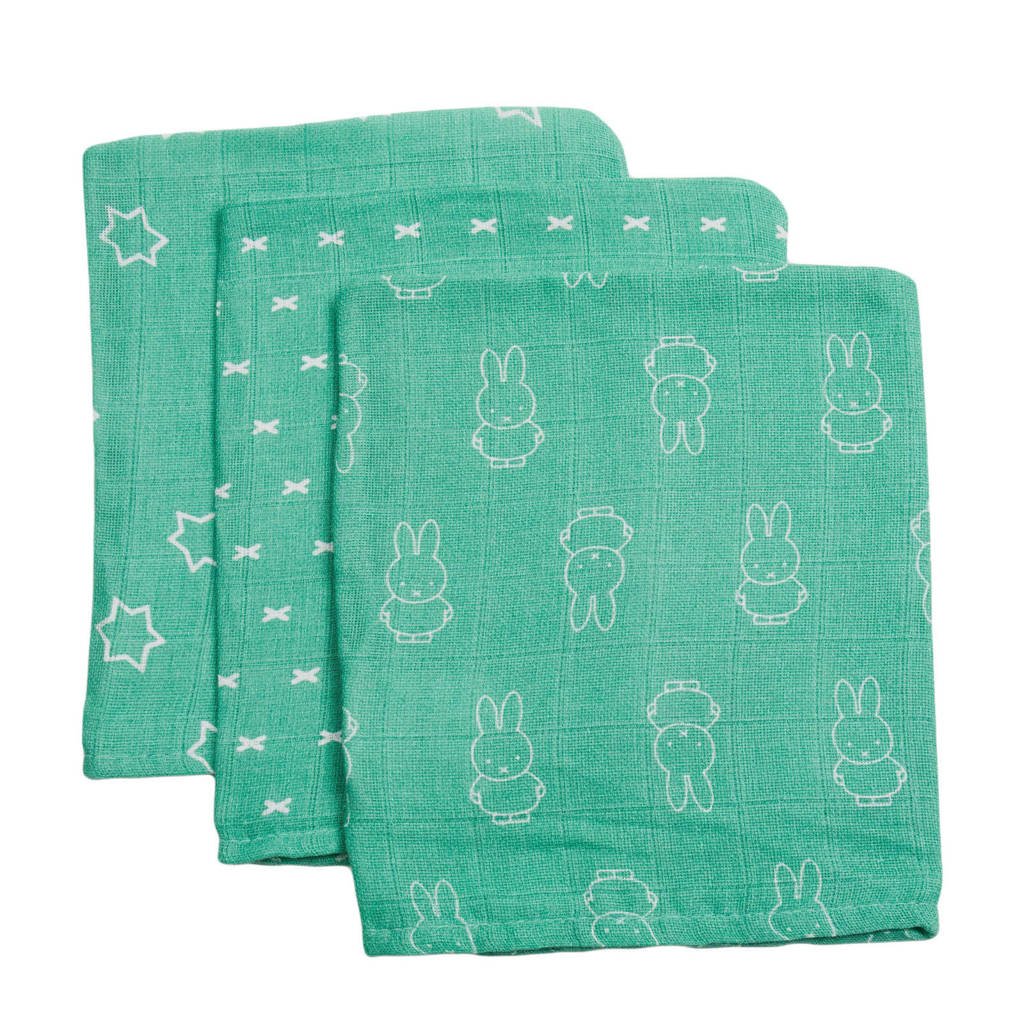 nijntje hydrofiel washandje Smile - set van 3, Groen
