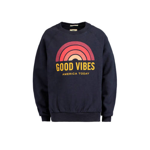 America Today Junior Sweater Sue Met Printopdruk Blauw america today junior kopen in de aanbieding