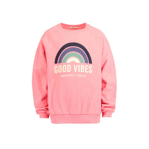 America Today Junior Sweater Sue Met Printopdruk Roze america today junior kopen in de aanbieding