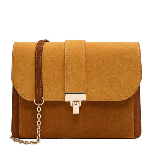 Mango Leren Crossbody Tas Oker mango kopen in de aanbieding Mango Leren Crossbody Tas Oker mango kopen in de aanbieding