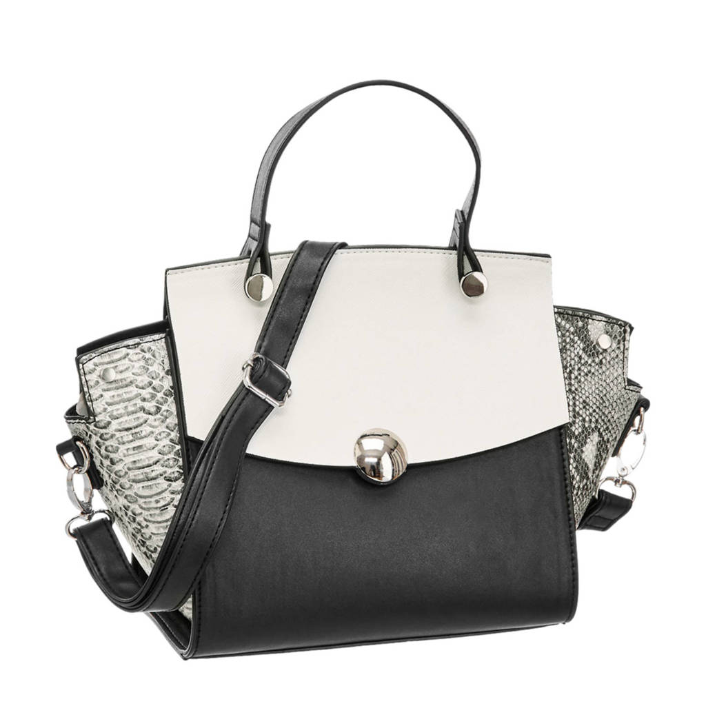 Graceland handtas met slangenprint, Zwart/wit