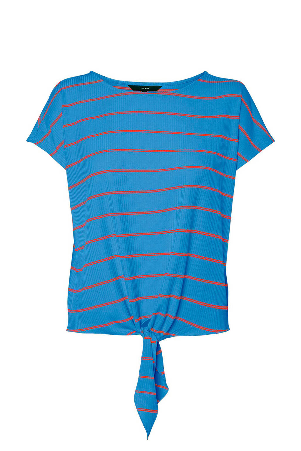 VERO MODA gestreept T-shirt met knoopdetail, Blauw