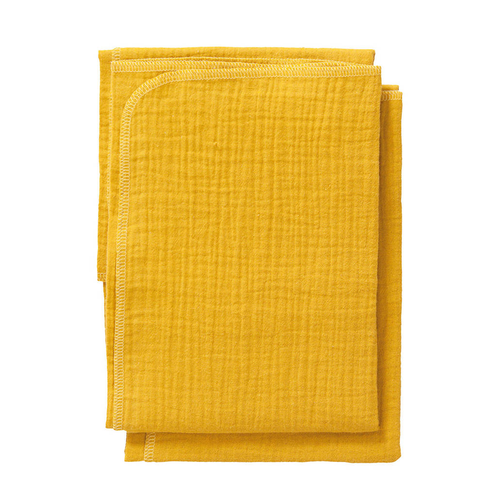 Cottonbaby multidoek soft S 60 x 70 cm okergeel - set van 2, Okergeel