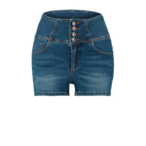 Coolcat High Waist Jeans Short Dark Denim coolcat kopen in de aanbieding