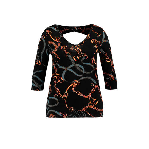 Ms Mode Top Met Kettingprint Zwart ms mode kopen in de aanbieding