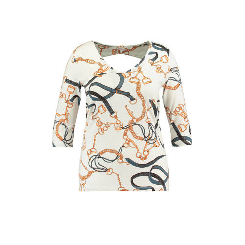 Ms Mode Top Met Kettingprint Ecru ms mode kopen in de aanbieding