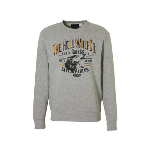 Ca Angelo Litrico Gemeleerde Trui Met Print Grijs ca kopen in de aanbieding Ca Angelo Litrico Gemeleerde Trui Met Print Grijs ca kopen in de aanbieding