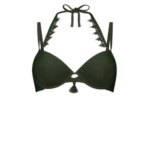 Hunkemoller Mix Match Voorgevormde Beugel Bikinitop Amanda Queen Groen hunkemoller kopen in de aanbieding