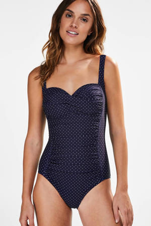 Core collection other badpak Ocean Bloom met all over stippenprint donkerblauw