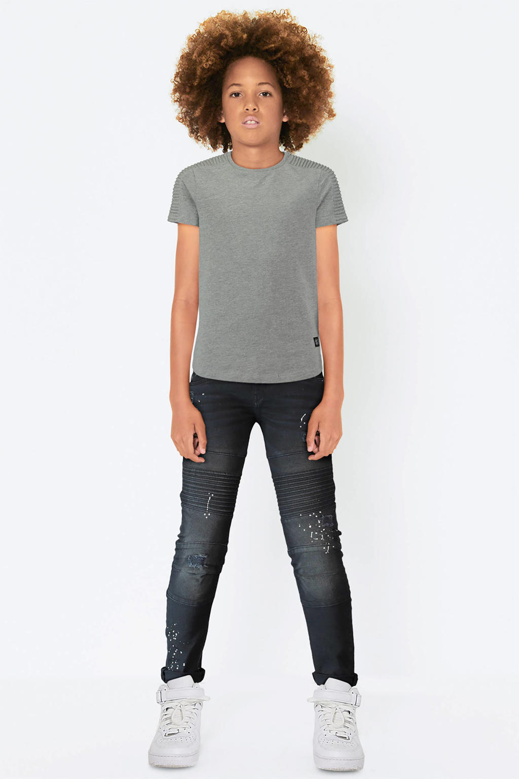 Coolcat T-shirt met ribbels grijs