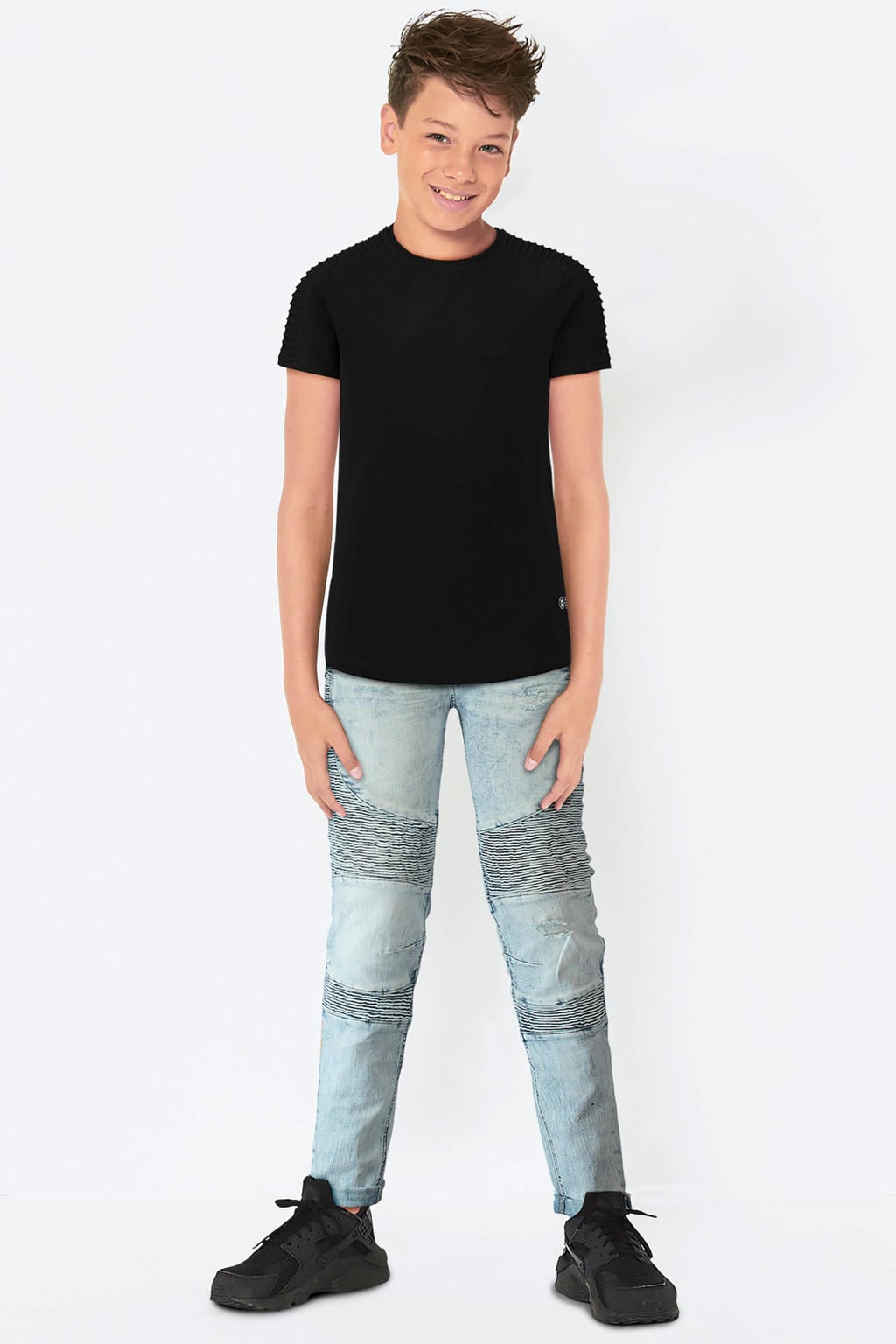 Coolcat T-shirt met ribbels zwart