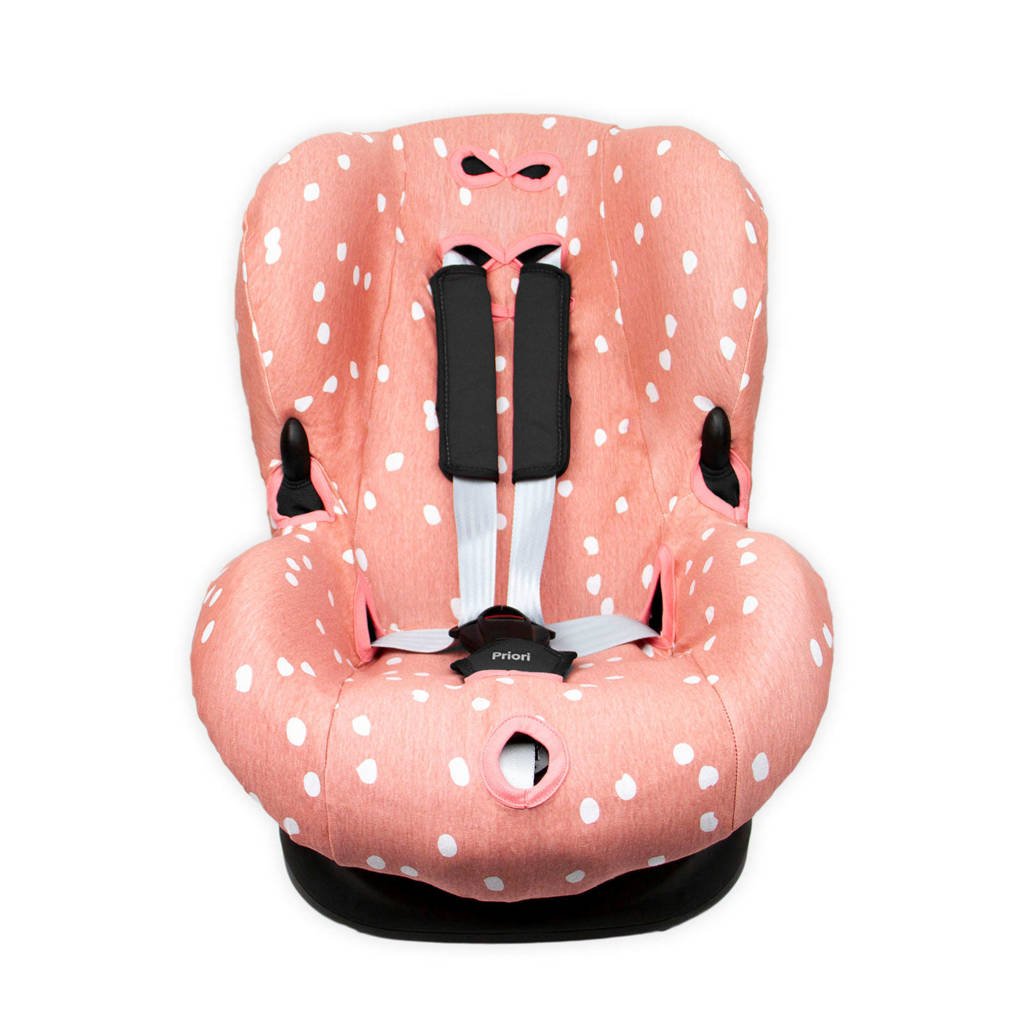 Briljant Baby autostoelhoes 1+ spots grey pink met interlock, Roze