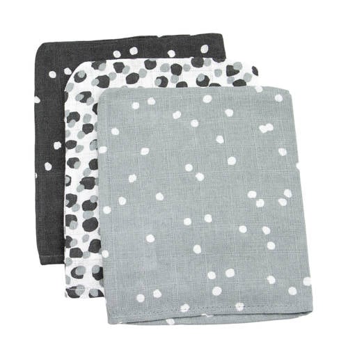 Briljant Baby Hydrofiel Washandje Spots Antra Set Van 3 briljant baby kopen in de aanbieding