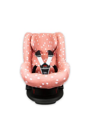 autostoelhoes 1+ rugsteun spots grey pink met interlock