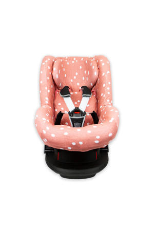 autostoelhoes 1+ rugsteun spots grey pink met interlock