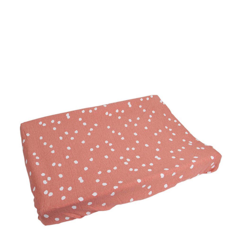 Briljant Baby aankleedkussenhoes spots grey pink met interlock, Roze