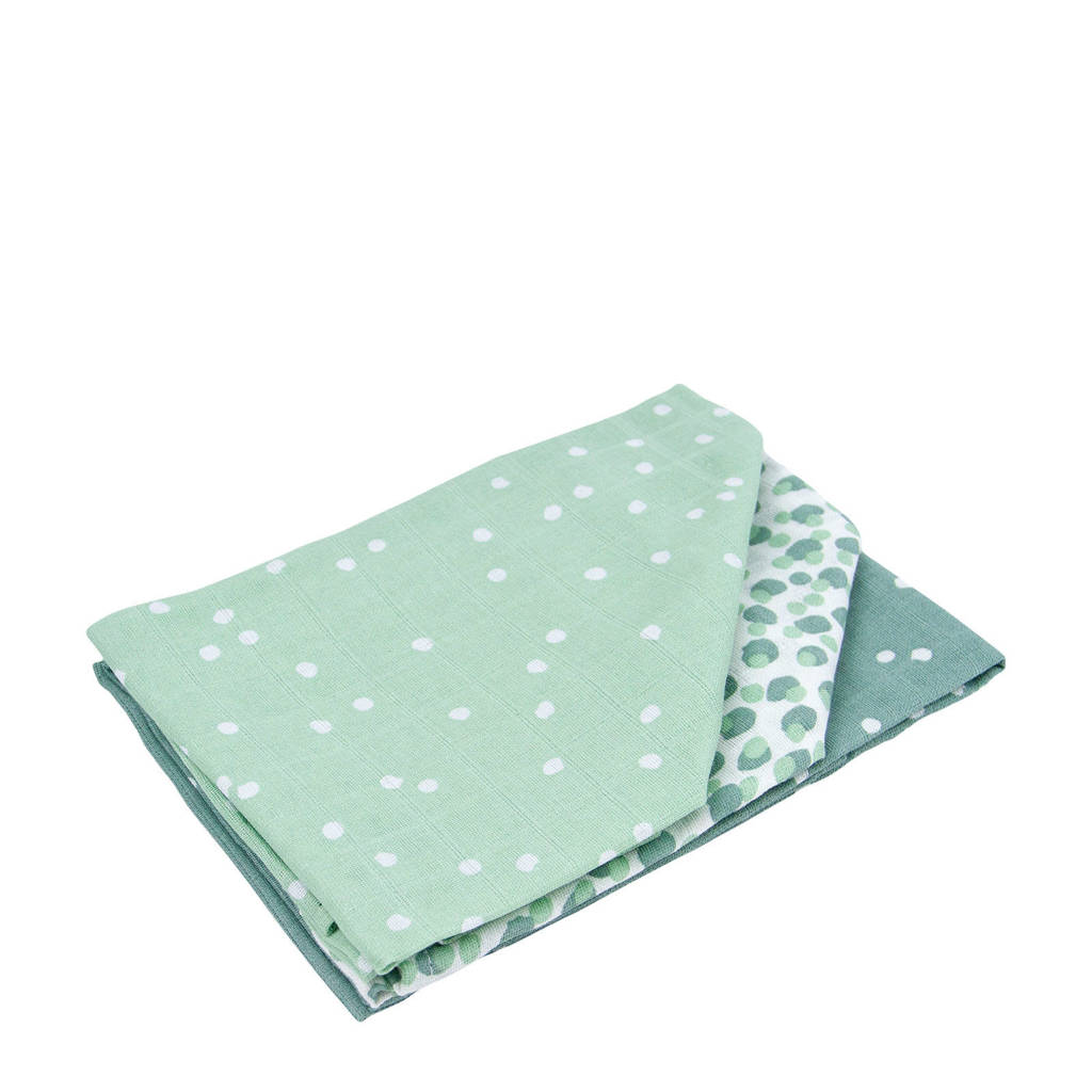 Briljant Baby hydrofiel luier 3x spots green, Groen