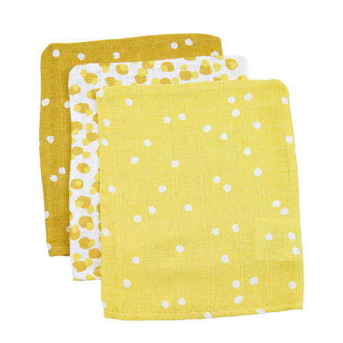 Briljant Baby Hydrofiel Washandje Spots Ochre Set Van 3 briljant baby kopen in de aanbieding